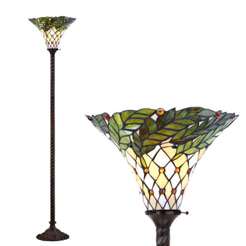 Botanical Tiffany Style 71" Torchiere LED Floor Lamp - JONATHAN Y